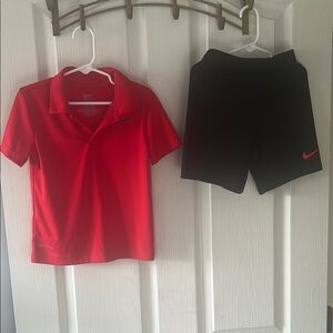Nike Vibrant Red Polo and Classic Black Short Set
